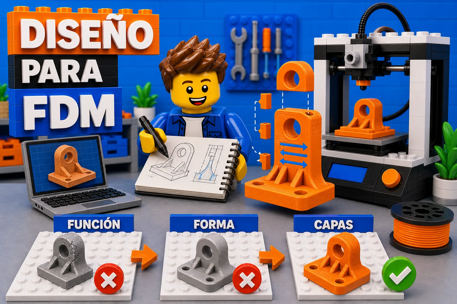 Mecanismo con engranajes impresos en 3D como referencia de diseño funcional