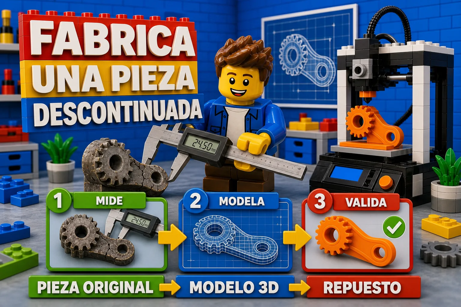 Técnico mide una pieza descontinuada, crea su modelo 3D y valida un repuesto nuevo
