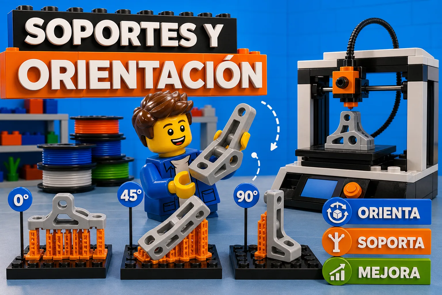 Pieza impresa en 3D con estructuras de soporte visibles